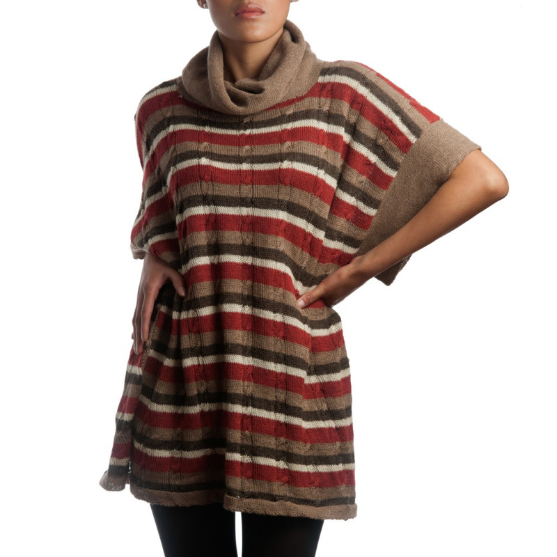 Poncho a rayas - 100% lana de alpaca