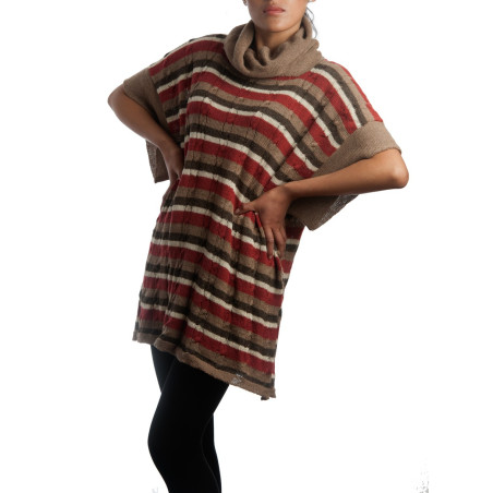 Poncho a rayas - 100% lana de alpaca